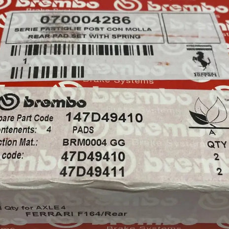 FERRARI ROMA PORTOFINO REAR BRAKE PAD KIT OF REAR PAD SET PADS