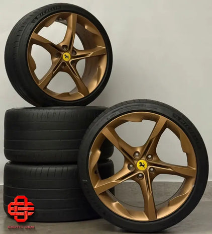 FERRARI SF90 WHEELS & TYRE SETS - BLACK AND GOLD