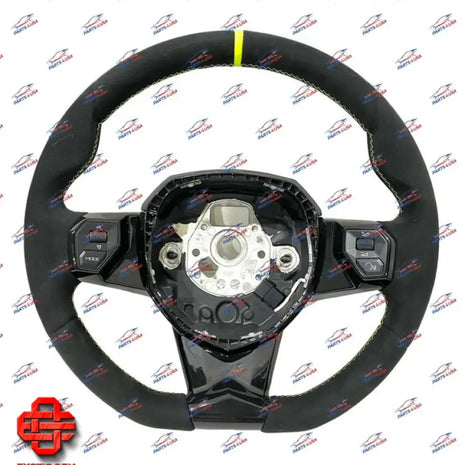 LAMBORGHINI AVENTADOR SVJ STEERING WHEEL WITH YELLOW STRIPE AND STITCHING OEM