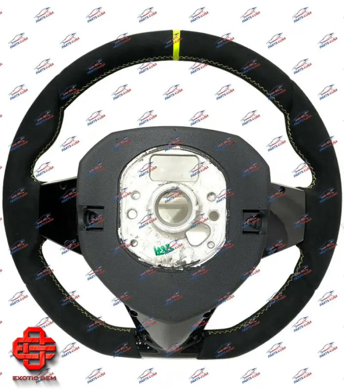 LAMBORGHINI AVENTADOR SVJ STEERING WHEEL WITH YELLOW STRIPE AND STITCHING OEM