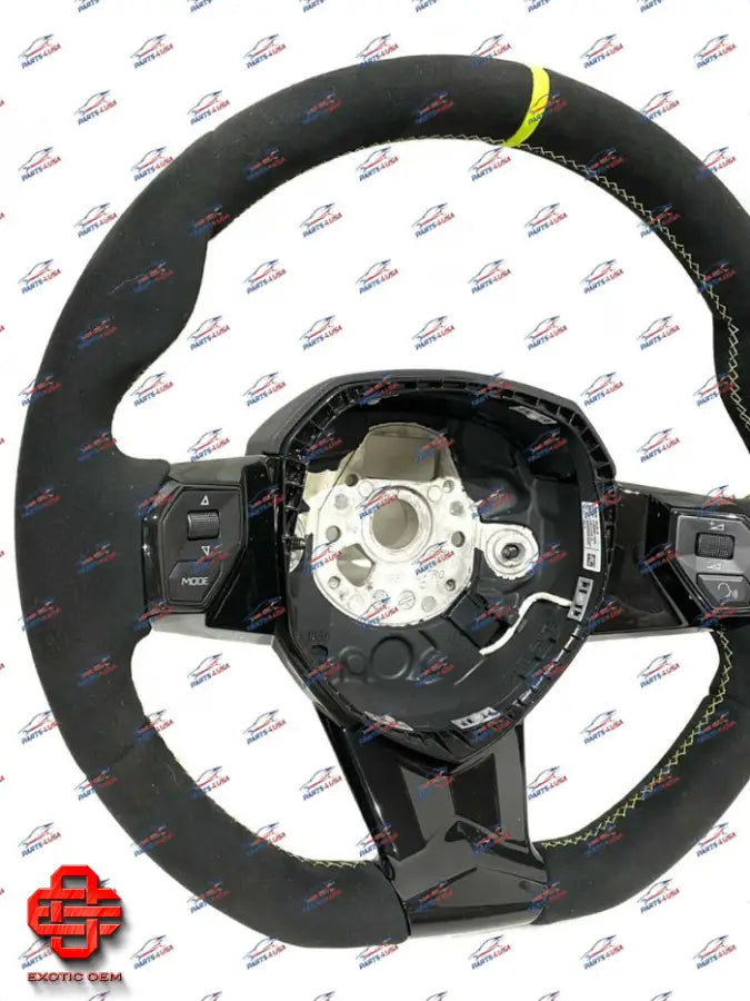 LAMBORGHINI AVENTADOR SVJ STEERING WHEEL WITH YELLOW STRIPE AND STITCHING OEM