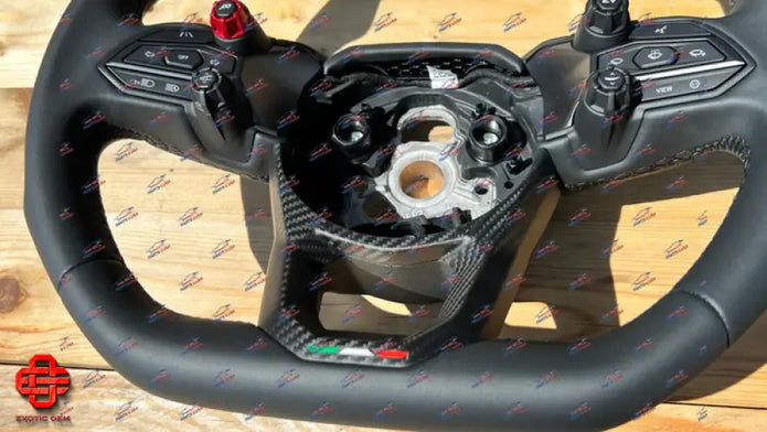LAMBORGHINI REVUELTO STEERING WHEEL BLACK LEATHER WITH CARBON