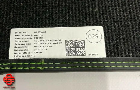 LAMBORGHINI URUS ORIGINAL VELOUR FUSSMATTEN SCHWARZ FLOOR MATS BLACK GREEN