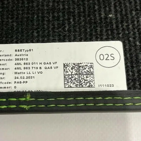 LAMBORGHINI URUS ORIGINAL VELOUR FUSSMATTEN SCHWARZ FLOOR MATS BLACK GREEN