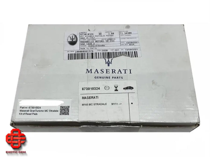 MASERATI GRANTURISMO MC STRADALE REAR BRAKE PAD KIT OF REAR PADS